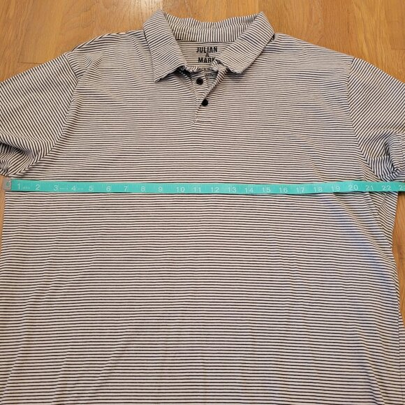 Julian and Mark Shirt Mens XL White Short Sleeve Black Striped Polo 100% Cotton - Picture 5 of 7